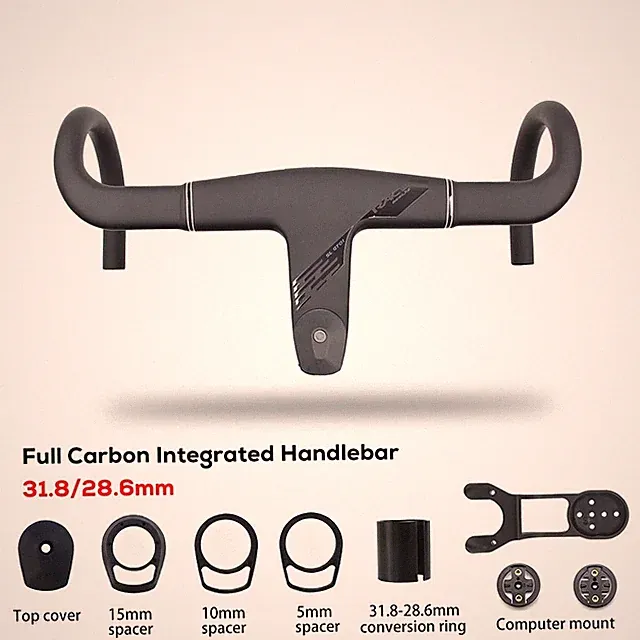 11° Full Carbon Fiber Integrated Road Bicycle Handlebar 390-430mm 28.6/31.8mm