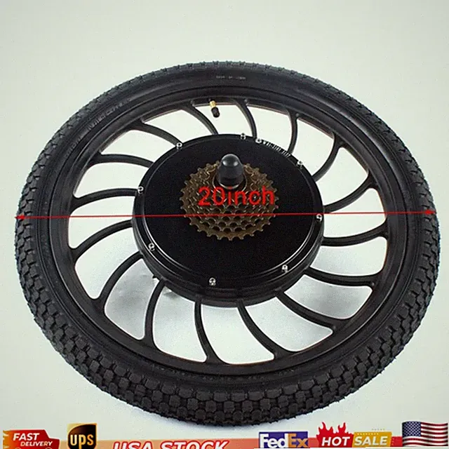 48V 1000W 20" E-bike Rear Wheel Electric Bicycle Motor Conversion Kit Hub