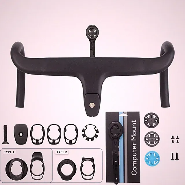Carbon Bike Handlebar Full Internal Routing Road Di2 Matte Black Integrated 360