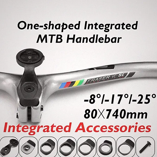 Carbon Fiber MTB Bicycle One-shaped Integrated Handlebar 8 17 25 Degree