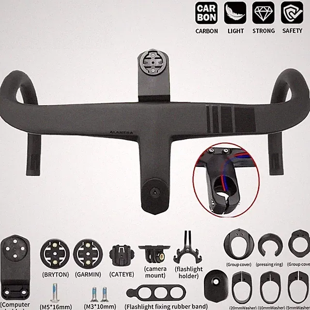 Carbon Integrated Road Bicycle Handlebar with Computer Mount 28.6mm Steerer