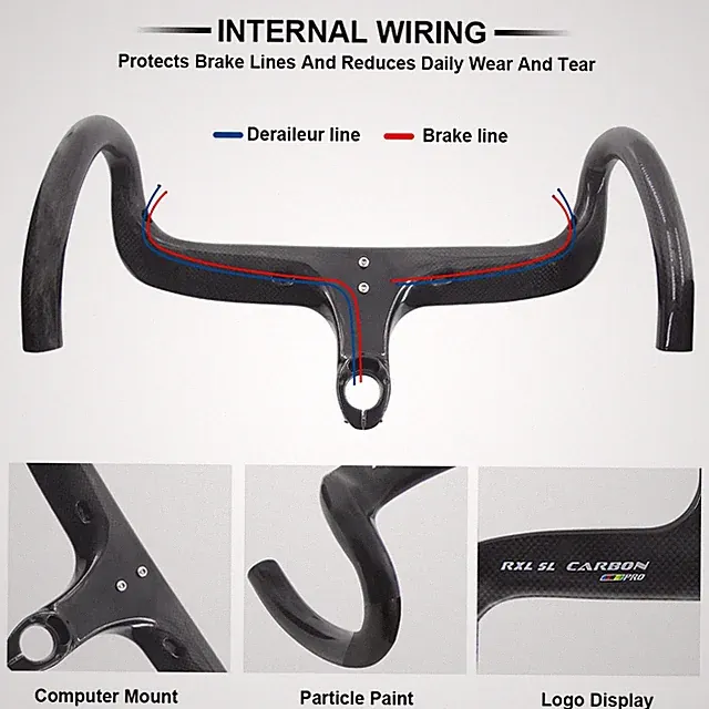 Carbon Road Bike Integrated Drop Bars 28.6mm Internal Routing 400/420/440mm