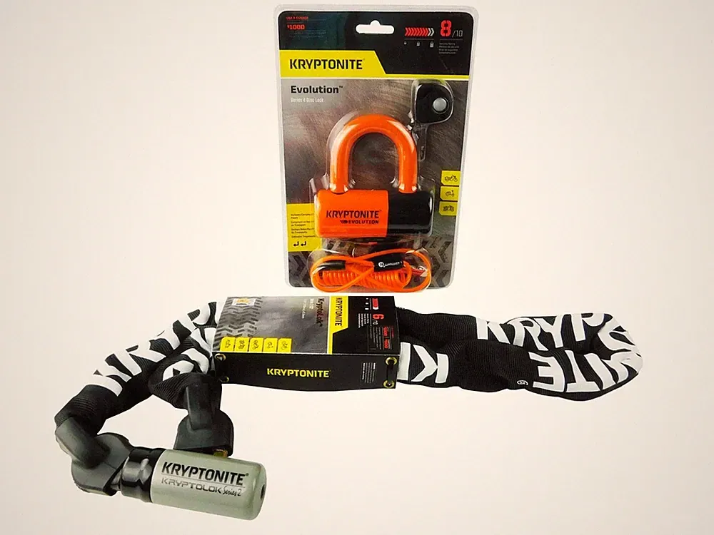 Kryptonite Evolution Series 4 Disc Lock ORANGE w/ 912 4ft Integrated Chain