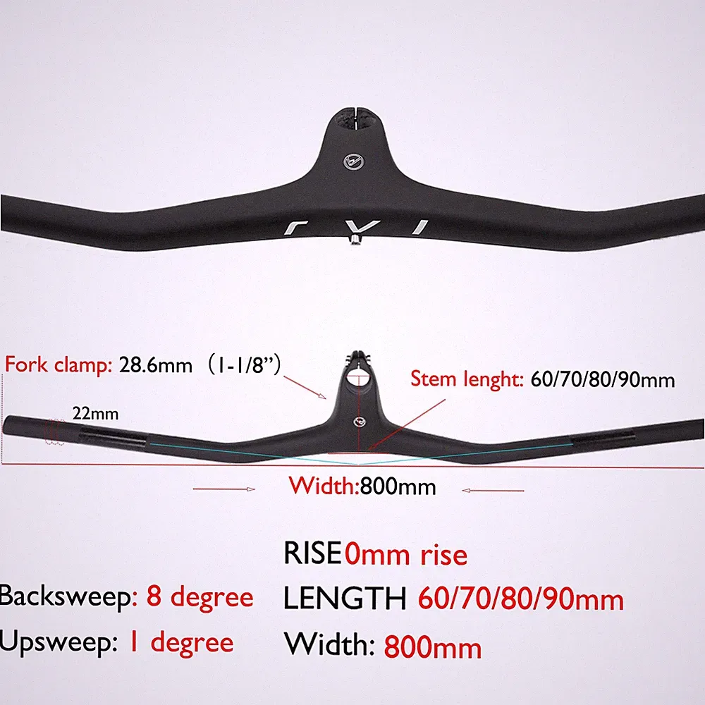 Mountain Bicycle Integrated Handlebar 740mm Carbon Fiber Riser Handlebar 28.6mm