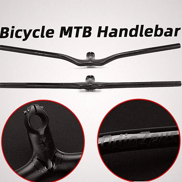 MTB Bicycle Carbon Riser Handlebars One-shaped Integrated Handlebars with Stem