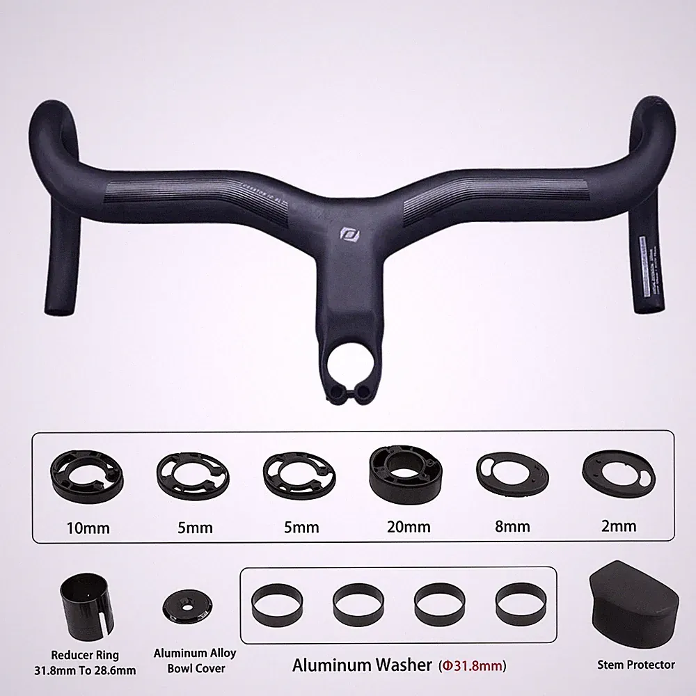 Road Bicycle Carbon Integrated Handlebar Stem 31.8mm with 28.6mm Converter