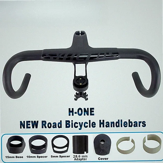 Road Bicycle Integrated Carbon Handlebar with 31.8/28.6mm Converter 390-440mm