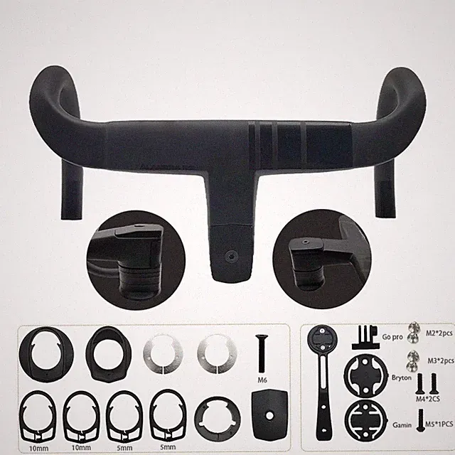 Road Bike 28.6mm Integrated Internal Cable Routing Carbon Handlebar with Spacer