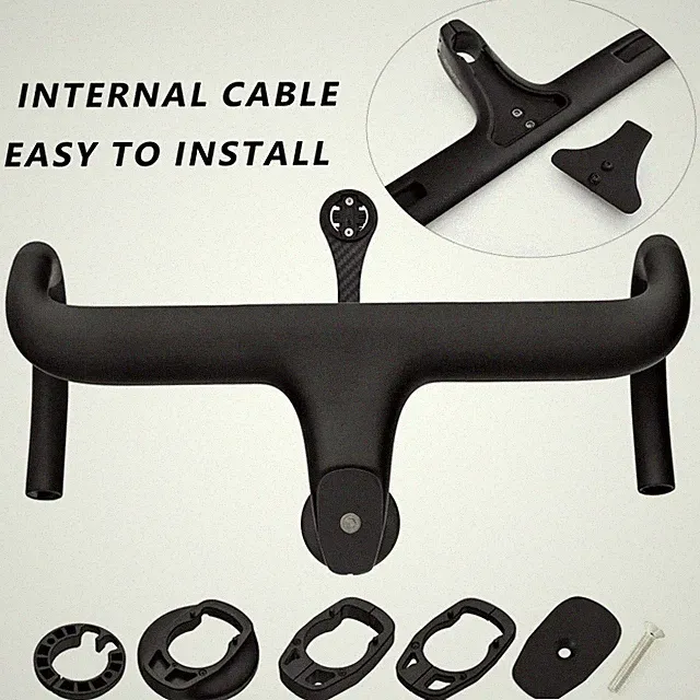 Road Bike Carbon Fiber Integrated Bicycle Handlebar 28.6mm With Spacers Parts
