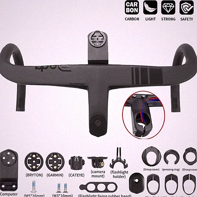 Road Bike Carbon Integrated Internal Cable Routing Handlebar with Computer Mount
