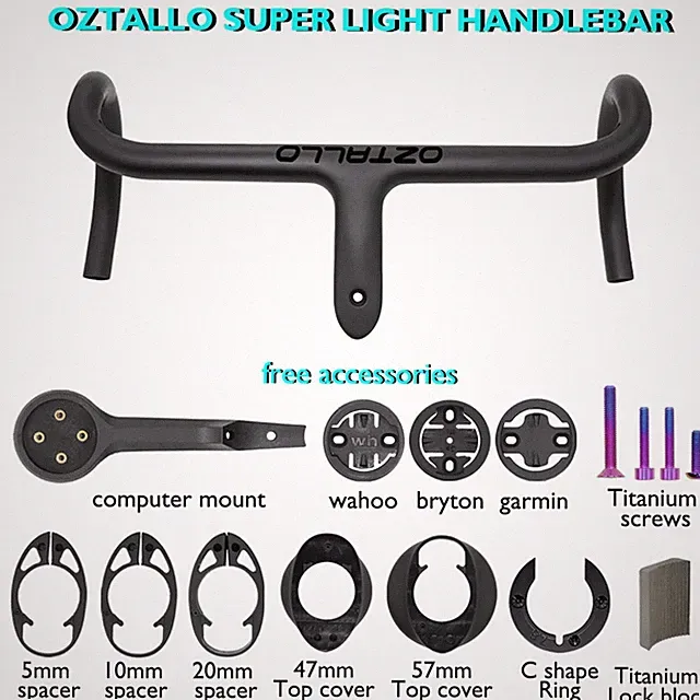 Road Bike Carbon Internal Cable Integrated Bicycle Handlebar 28.6mm with Mount