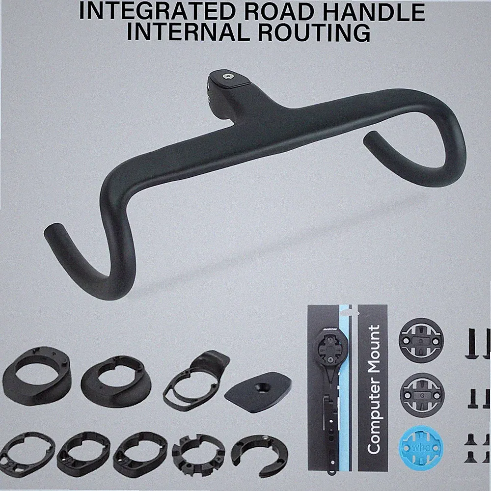 Road Bike Carbon Internal Cable Integrated Bicycle Handlebar Cockpit 360mm-380mm