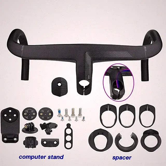 Road Bike Integrated Carbon Handlebar 28.6/31.8mm with Spacers Computer Stand